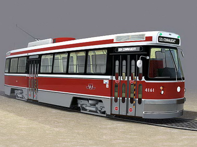 Classic tramcar 3d rendering