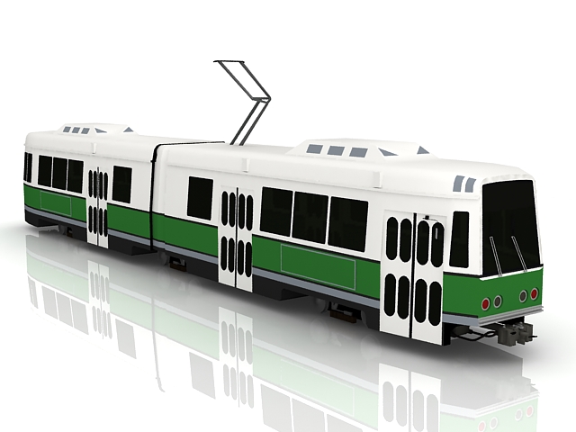 Electric tram car 3d rendering