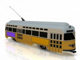 Yellow electric tram 3d model preview