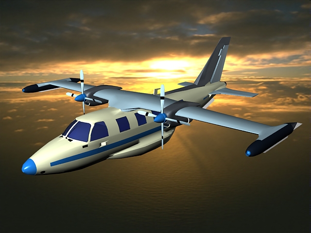 Twin engine high wing airplane 3d rendering