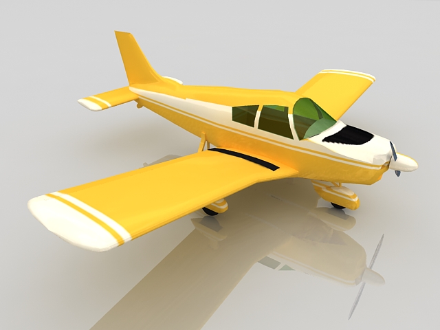 Piper Cherokee airplane 3d rendering