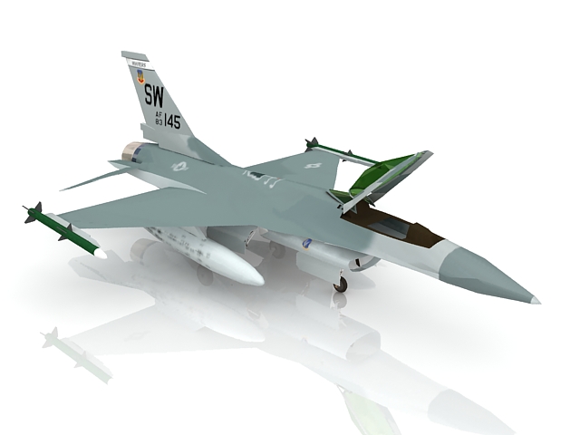 American F-16 jet fighter aircraft 3d rendering