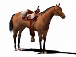Horse with saddle 3d model preview