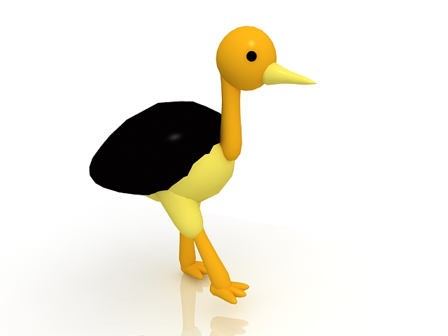 Cartoon ostrich 3d rendering