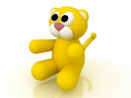Yellow cartoon tiger 3d model preview