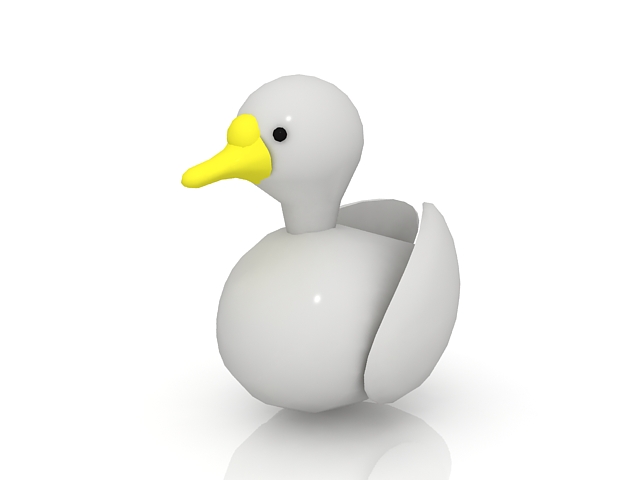 Cute cartoon white duck 3d rendering