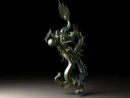 Chinese bronze dragon 3d model preview