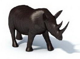 Wood rhino carving 3d model preview