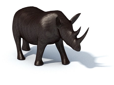Wood rhino carving 3d rendering