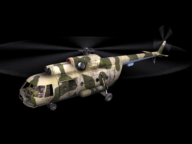 Mil Mi-8 transport helicopter 3d rendering