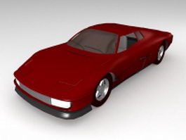 Red hatchback coupe 3d model preview