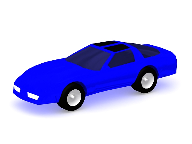 Blue hatchback coupe 3d rendering
