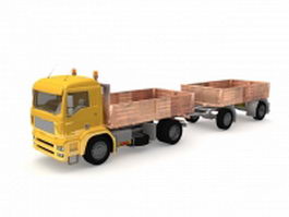 Dump truck with trailer 3d preview
