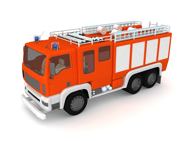 Fire truck 3d rendering
