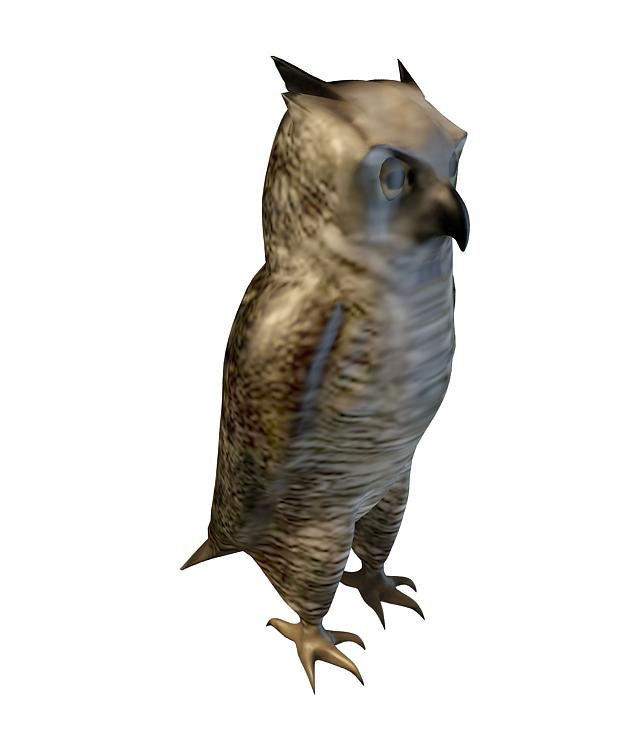 Brown owl bird 3d rendering