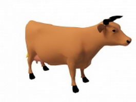 Brown dairy cow 3d model preview