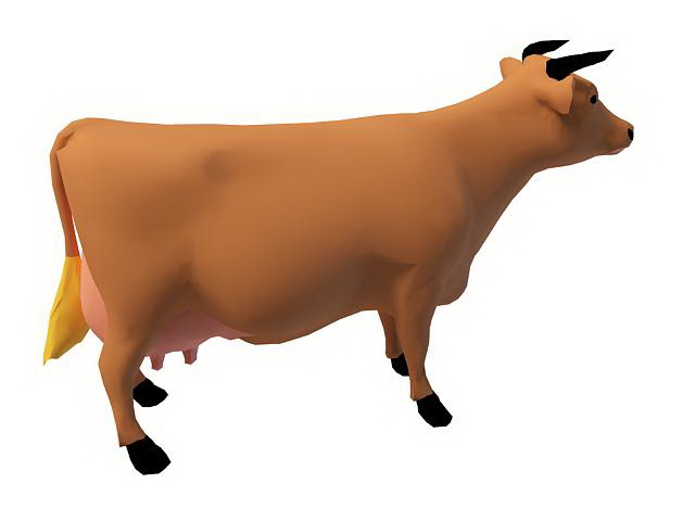 Brown dairy cow 3d rendering