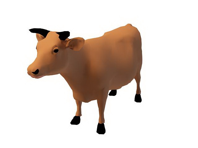 Brown dairy cow 3d rendering