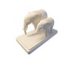 Elephant statue 3d model preview