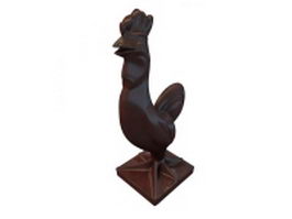 Rooster garden statue 3d model preview