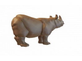Rhinoceros statue 3d model preview