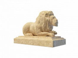 Marble lion statue 3d model preview