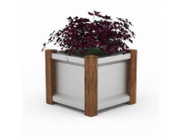 Purple flowers in planters pot 3d model preview