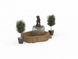 Fountain and garden planter 3d model preview