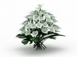 White lilium flowers 3d model preview