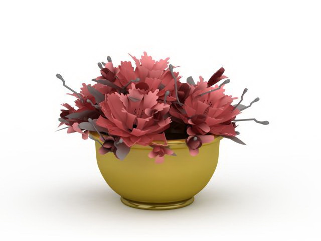 Planter with flowers 3d rendering