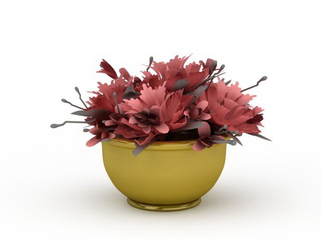 Planter with flowers 3d rendering