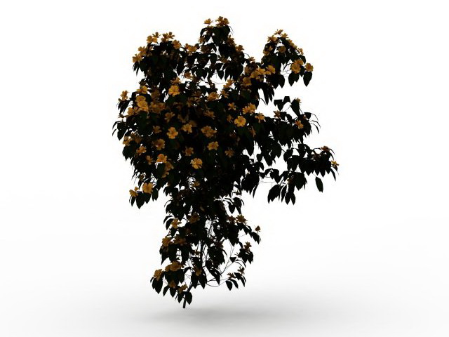 Shrubs with yellow flowers 3d rendering