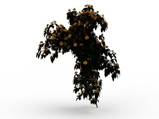 Shrubs with yellow flowers 3d rendering