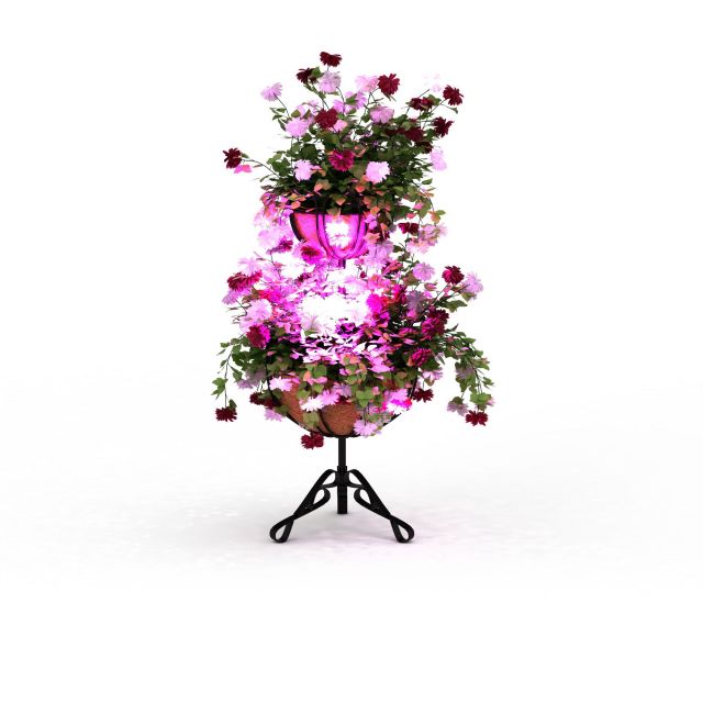 Flower stand with pots 3d rendering