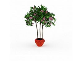 Large potted flowering tree 3d model preview