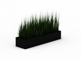 Rectangular planter with grass 3d model preview