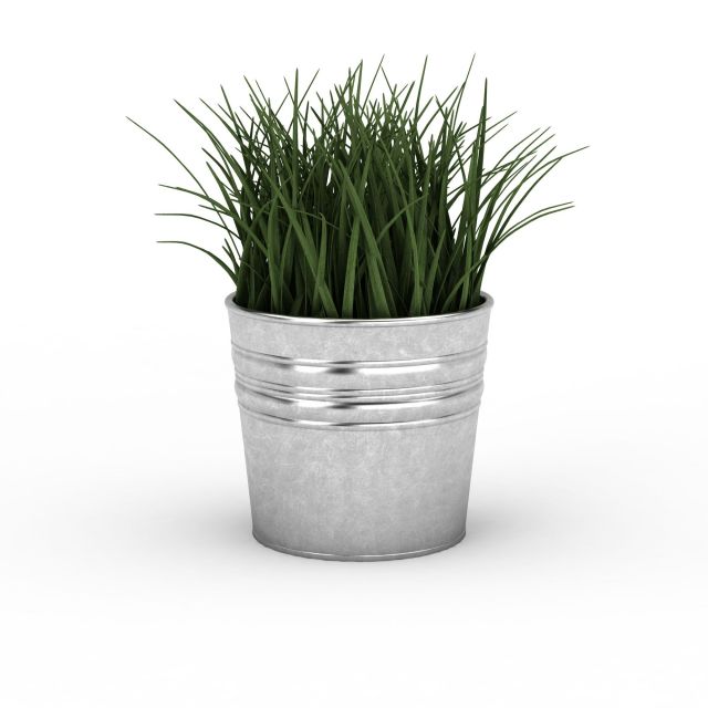Round metal planter 3d rendering
