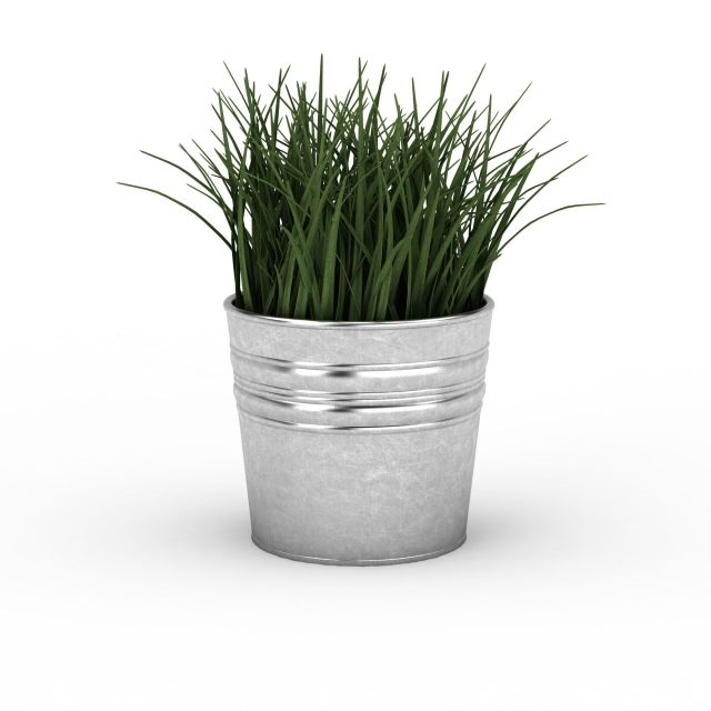 Round metal planter 3d rendering