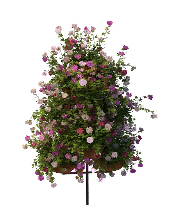 Outdoor flower pot stand 3d rendering