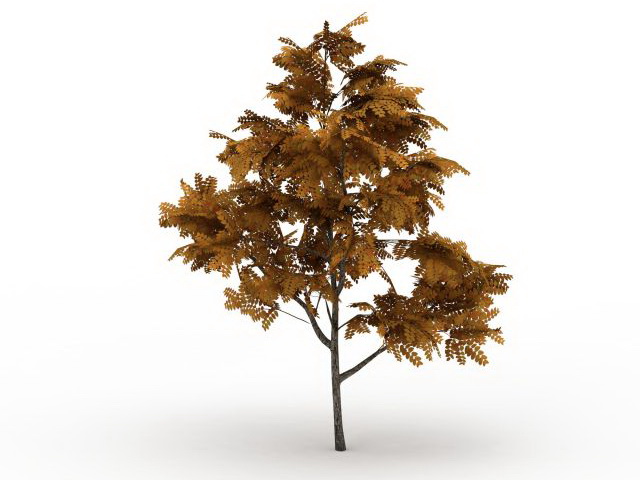 Golden ash tree 3d rendering