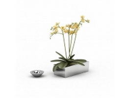 Small rectangle flower pot 3d model preview