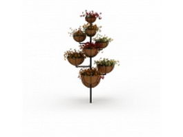 Pot flowers arrangement 3d model preview