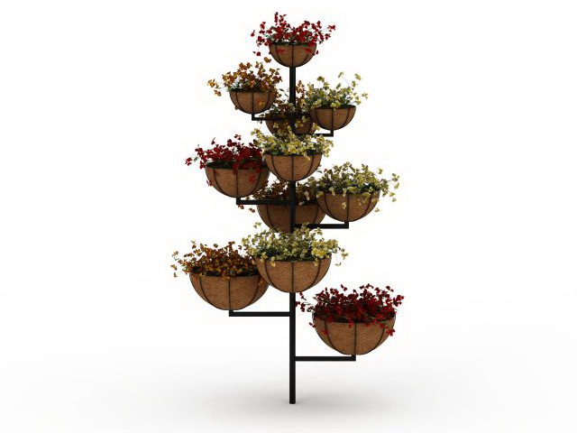 Pot flowers arrangement 3d rendering