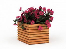 Flowers in box planters 3d model preview