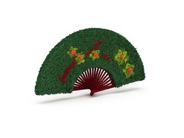 Fan shaped garden topiary 3d rendering