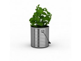 Metal bucket planter 3d model preview