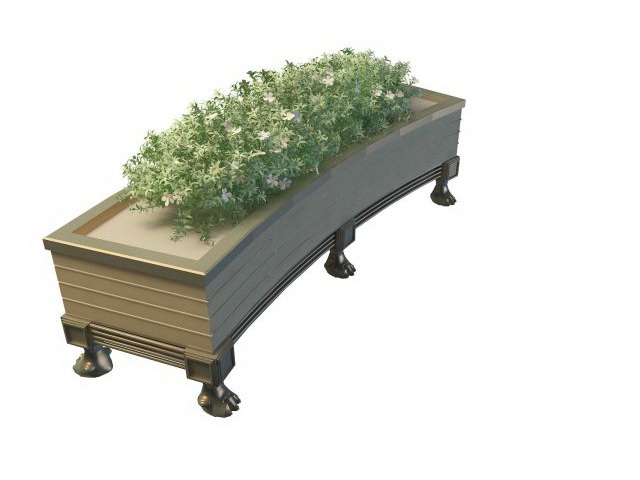 Curved planter box 3d rendering