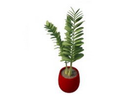 Potted plant with round leaves 3d model preview