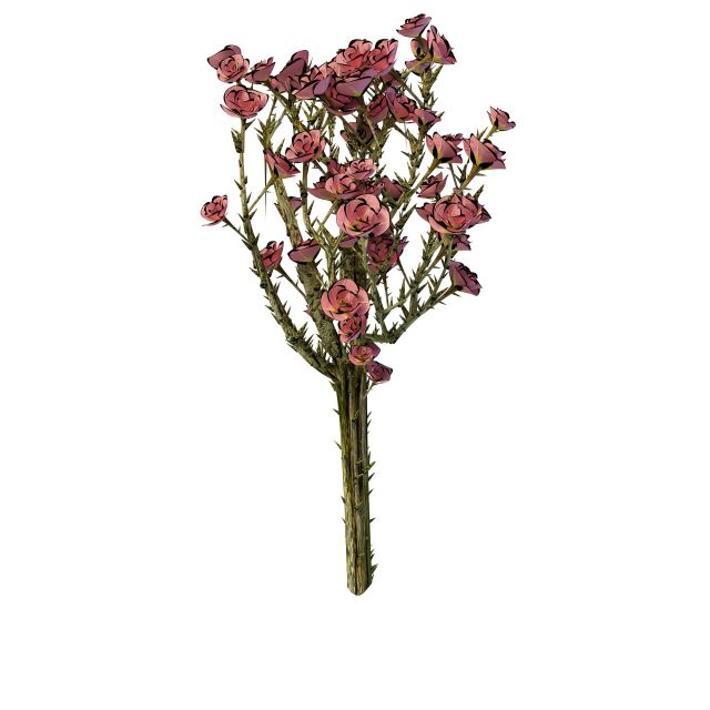 Rose tree branches 3d rendering