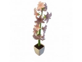 Pot plant with pink flowers 3d preview